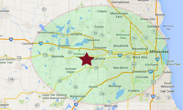 Our Milwaukee and Waukesha Roofing Service Area.