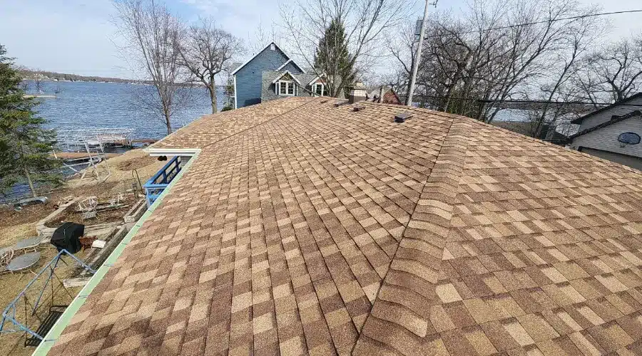 Asphalt Shingle Roof Replacement Using Certainteed Landmark Pro in Resawn Shake Overlooking Okauchee lake Wisconsin.