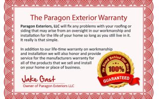 Paragon Exteriors Roofing and Siding Warranty