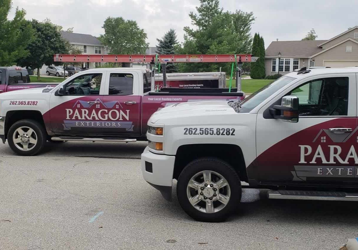 trucks-bg Paragon Exteriors LLC Top Rated Roofing Company